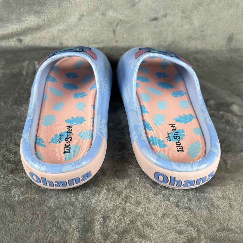Disney Lilo & Stitch Ground Up Blue Ohana Slide Sandals Womens Size 9